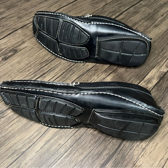 STEVE MADDEN Size 10.5 Novo Black Leather Driving Slip On Loafers Moc Toe - Picture 6 of 12